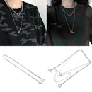 Double Layers Pendant  Metal  Long Chain Necklace Fashion Women men Jewelry Gift