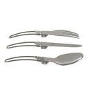3 pcs 1 Set Portable Camping Picnic Camping Folding Travel Stainless Steel  G6N8