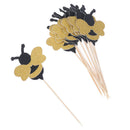 12Pcs Honeybee Fruit Picks Shiny Bee Paper Cupcake Toppers Party Dessert DecME