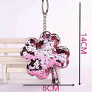 5X(Four Leaf Clover Key Ring Keychain Glitter Pompom Sequins Key Chain Gif K3A6)