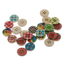 100pcs 15mm Wood Round Spotty Checked Design Buttons for Sewing Scrapbooking