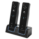 Dual Charging Dock Station 2x2800mAh Battery Pack for Wii Gamepad (Black)