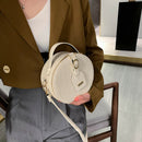 Women Round Shoulder Bag Alligator PU Circle Zip Crossbody Handbag (Beige) A