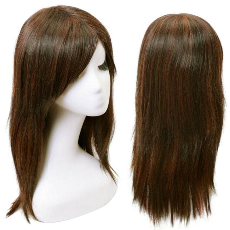 Women Synthetic Hair Wig Medium Straight Wig Party Middle Part Natural Bangs Wig