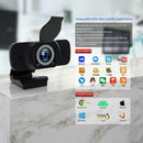 W8 Full HD 1080P Webcam with Privacy Cover Dual Built-in Mic USB PC Web Camera