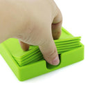 Drinks Coasters Set of 6 Cup Pad Mat Green Silicone Mug Coaster with Holder