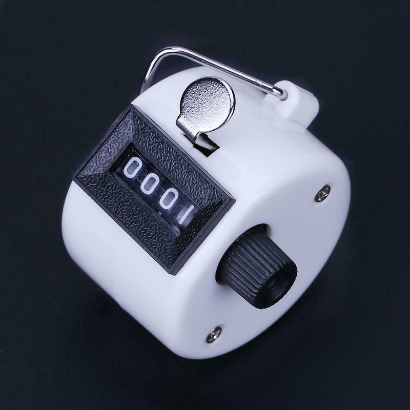 Clicker Counter 4 Digit Number Counters Plastic Shell Hand Held(White)