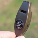 Mini Outdoor 4 In 1 Survival Whistle Compass Magnifying Thermometer Keychain TE