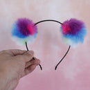 Multicolour sweet girls kids cute hairband rabbit plush big hair ball headban Gw
