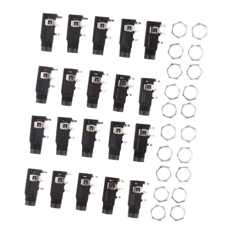 20 Pieces 6.35mm/6.35 Stereo Audio Microphone Female Socket/Jack
