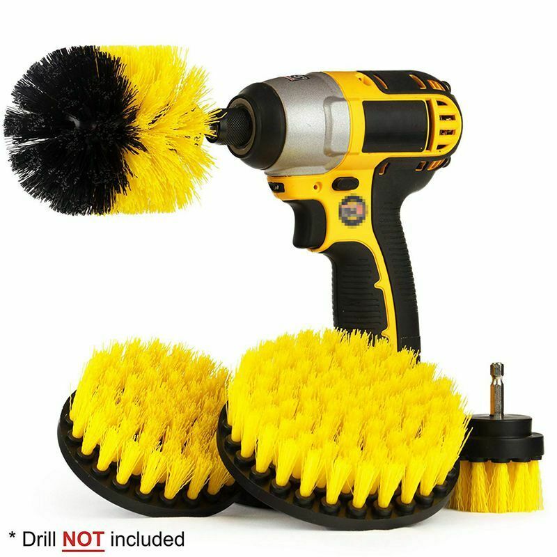 4 Piece Nylon Power Brush Tile and Grout Bathroom Cleaning Scrub Brush Kit H1D6