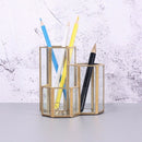 Glass Copper Hexagon Composite Pen Holder Makeup Brush Glass Box Multifunct