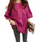 Summer Half Sleeve Long T-shirt Candy Color Loose Women Tops (Rose Red M)