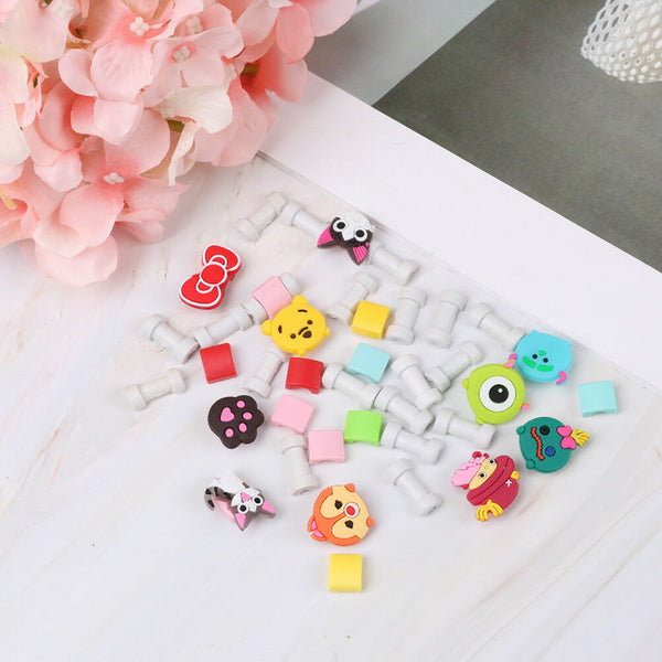 10Pcs Cartoon cable protector for phone cable Winder Cover Organizer Case N ME