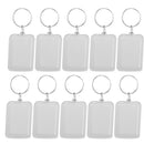 10x Acrylic Blank Clear Keyrings Rectangle Photo Holder Keychain 38x25mm