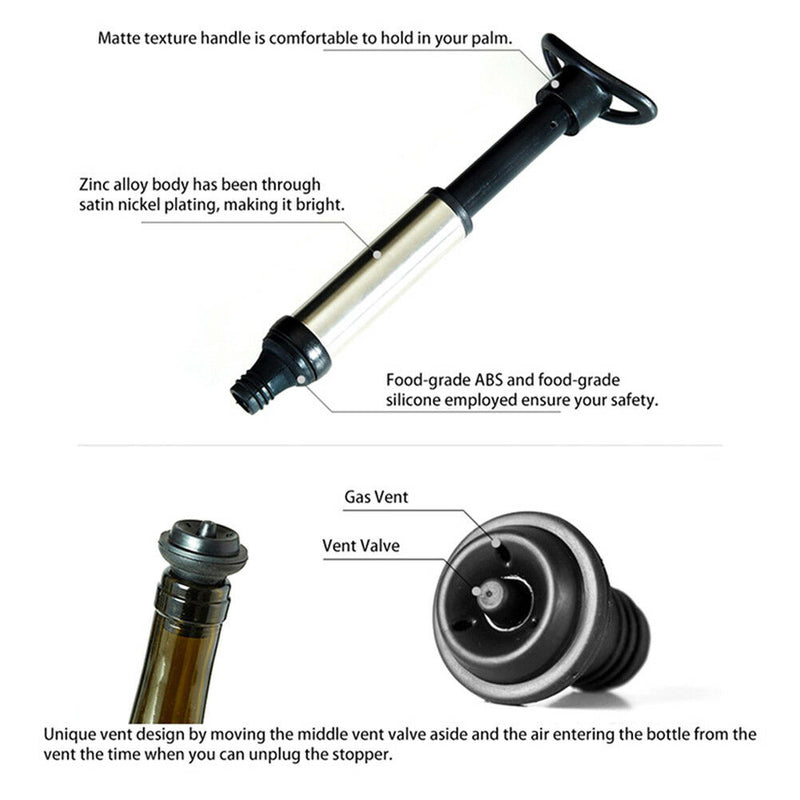 1 Pump 4 Caps Wine Saver Vacuum Wine Bottle Stopper Sealing Preserver Drinks â„–[