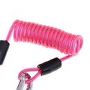 Scuba Diving Stainless Steel Dual Reef Hook & Coil Lanyard Carabiner Pink