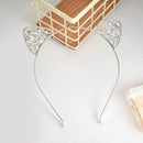 Cat Ears Tiara Headband for Women Hair Rhinestone Princess Hollow Hairband