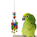 Parrot Colorful Wooden Blocks Chew Toys Bird Swing Toys with Metal Bells Wooden