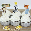 24 Piece/set Zoo Animal Elephant Lion Pattern  Cake Dessert Insert Card FT
