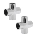 2pcs Heavy Duty 25mm 7/8" Pipe/Tube Boat Hand Rail Fitting 4 Way Connector