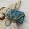 Women Pleated Shoulder Bag Chain Totes PU Cloud Messenger Handbag (Blue)