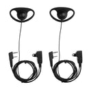 2Pcs D-Shape 2 Pin Earpiece Headset MIC PTT for Baofeng Kenwood TYT Radios