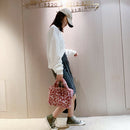 Women Plush Leopard Shoulder Handbag Large Crossbody Bags (1 Rose Red)