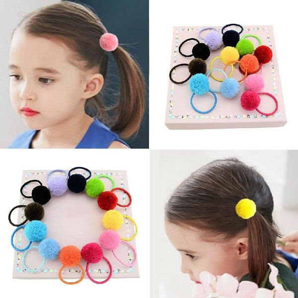 Pompom Ponytail Rope Ring Hair Elastic Girls Band Ball Hairband Holder