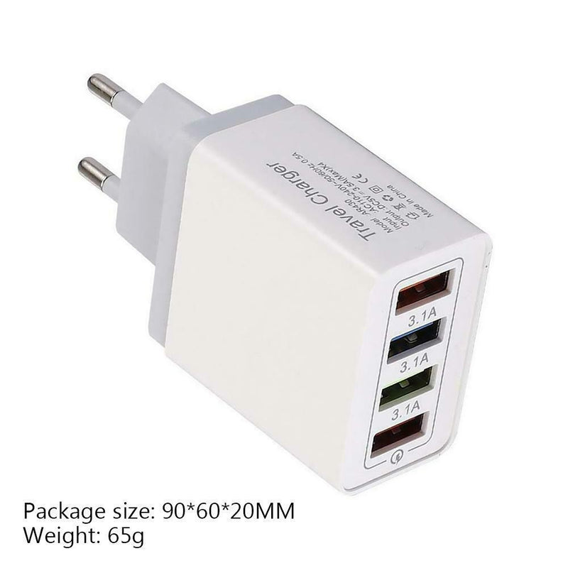 4 USB Travel Wall Charger 3A Mobile Phone Fast Charging Charger EU Plug Adapter
