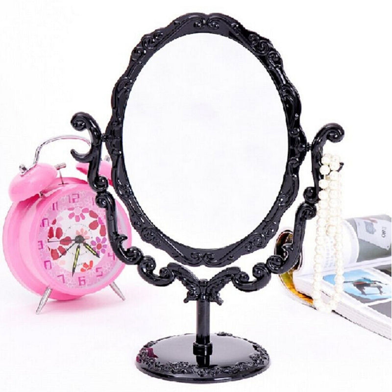 Girl Desktop Rotatable Gothic Rose Makeup Stand Mirror Black Butterfly FT