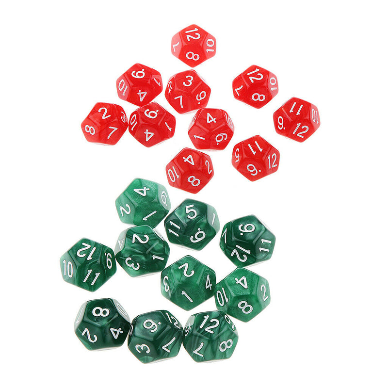 20 Pieces Acrylic Gem Polyhedral Dice Set Colored 12-Sided Game Dice Set 1cm