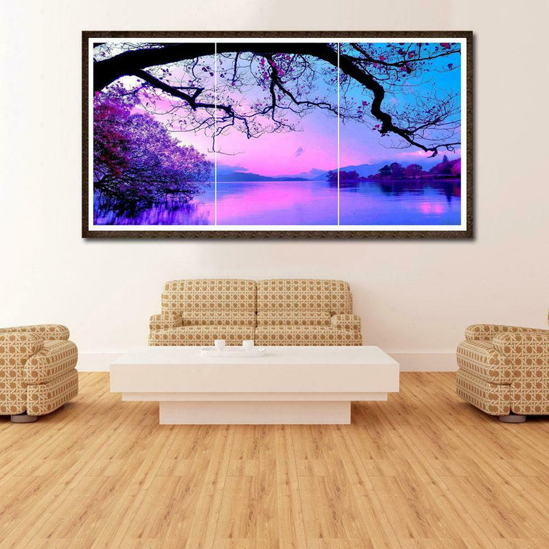 Purple Cloud 5D DIY Full Drill Diamond Painting 3-pictures Combination Kit