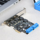 Front PCI-E to 19/20 Pin Adapter Desktop USB 3.0 PCI Express Expansion Card A