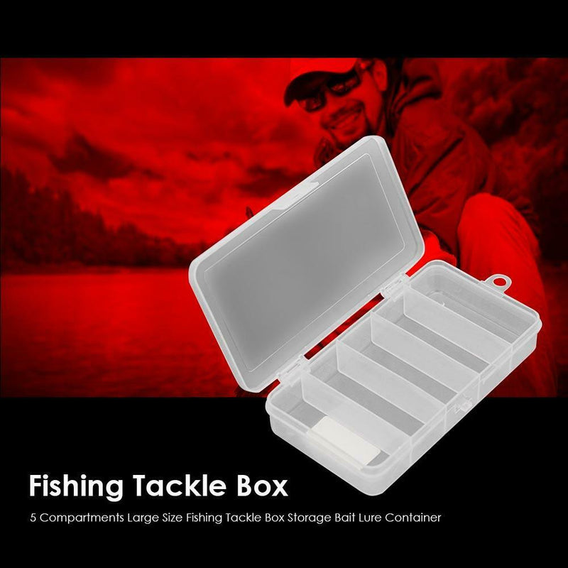 5 Compartments Large Size Fishing Tackle Box Storage Bait Lure Container