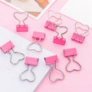 100Pcs Pink Clip Heart Hollow Out Metal Binder Clips Notes Letter Paper Cli