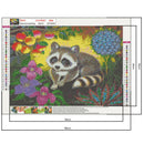 5D DIY Diamond Painting Animals Full Round Drill Rhinestone (Raccoon) A