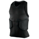 Men's Rib Protector Padded Vest Compression Shirt Training Vest with 3-Pad
