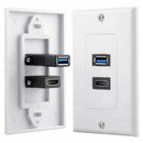 1x 2Port HDMI+USB 3.0 Female Wall Face Plate Panel Outlet Socket Extender W