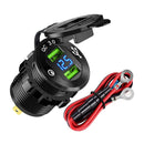 Quick Charge Car Charger Socket QC3.0 Socket LED Voltmeter Boat Black+Blue