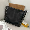 Large Rivet Totes Solid Color Shoulder Handbags Women Leather Crossbody Bag
