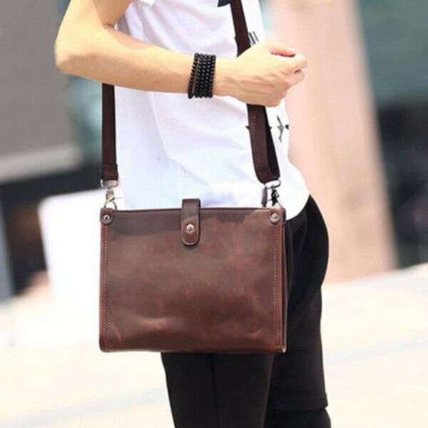 Men's Leather Shoulder Bag Messenger Crossbody Tablet Bags Handbag Satchel I2L8