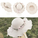 Women Ladies Summer Sun Beach Hat Outdoor Sun Hat with Flowers Elegant 3c