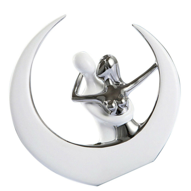 Creative Lovers On Moon Ceremic Sculpture Statue Living Room Bedroom Decor Party