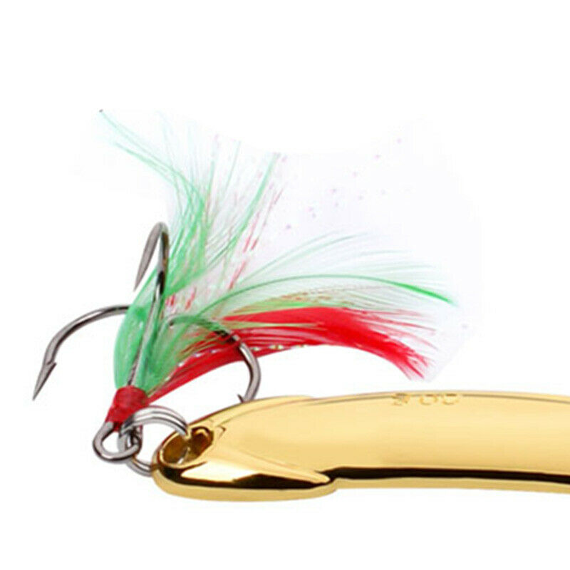 metal spoon fishing lure Feather Hook metal fishing bait spinner bait Trebl