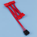 1Pc 4pin ide to 5 15pin sata splitter hard drive power cable cord 18ASE red3c