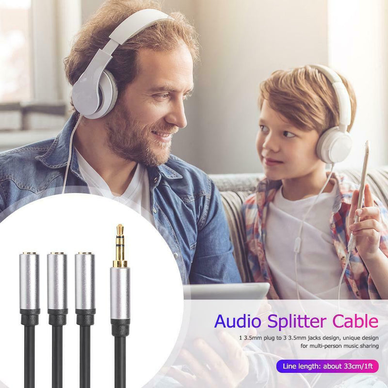 3.5mm Audio Splitter Cable 3.5mm TRS Plug Male to 3x 1/8 Jack Female 1ft