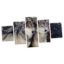Modern 5 Panels Paintings on Canvas Wall Art Landscape Wolf