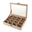 16 Grids Unpainted Wood Jewelry Box Gift Packing Box, Home Storage Display Boxes