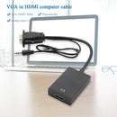 VGA Male to HDMI Female HD 1080P Adapter with 3.5mm Audio Input Cable Converter
